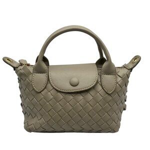 Expressions NYC Beige Leather Woven Handbag